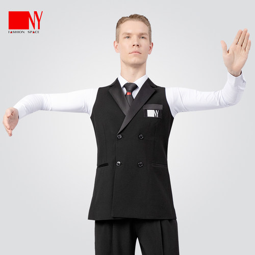 NY纳艺摩登舞马甲男舞蹈服练功服