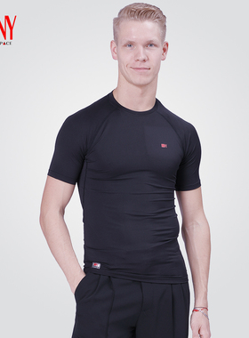 NY纳艺拉丁舞摩登舞舞蹈服男短袖上衣练习服国标舞练功服16171-2