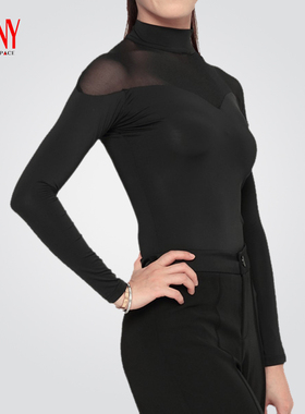 NY纳艺拉丁舞服女高领连体上衣长袖摩登舞国标舞练功舞服16185DD
