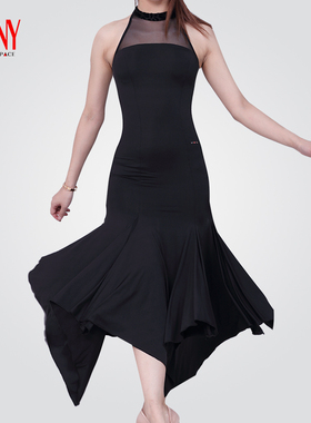 NY纳艺摩登舞女连衣裙国标舞表演裙抹胸无袖大摆裙比赛裙17129MD