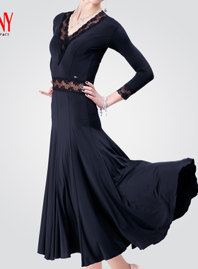 NY纳艺蕾丝连衣裙摩登舞比赛裙国标舞华尔兹探戈舞蹈服舞裙16139S