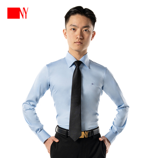 NY纳艺摩登舞上衣男士长袖衬衫舞蹈服国标舞成人练功舞服男23110S