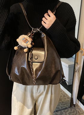 多功能大容量包包女2026秋冬新款单肩包复古斜挎包通勤双肩三用包