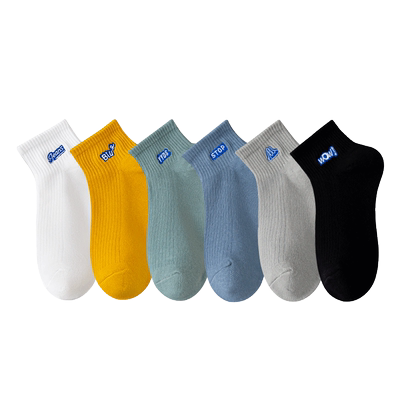 运动防臭春夏男刺绣短袜