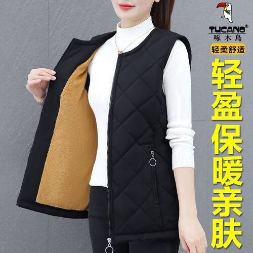 啄木鸟加绒保暖马甲女202