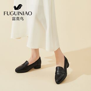 富贵鸟春秋头层牛皮女2026新款女鞋尖头皮鞋女款气质不累脚小跟鞋