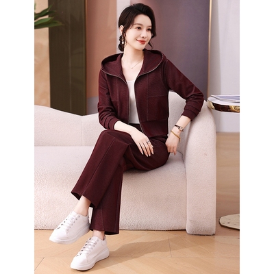 休闲运动套装女士春秋2025新款爆款时尚洋气小个子开衫卫衣两件套
