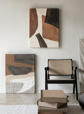 Jellypaint原创《北漠之歌》| wabisabi客厅手绘油画侘寂风餐厅画