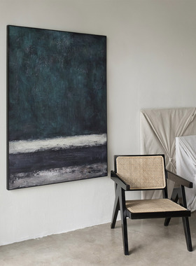 Jellypaint原创手绘《青溪》| 侘寂wabisabi艺术油画客厅巨幅抽象