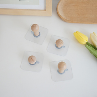 元气角落 ins实木粘钩木质挂钩免钉免打孔宿舍门后墙上无痕挂衣钩