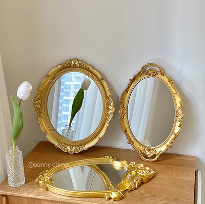 法式复古金色浮雕化妆镜