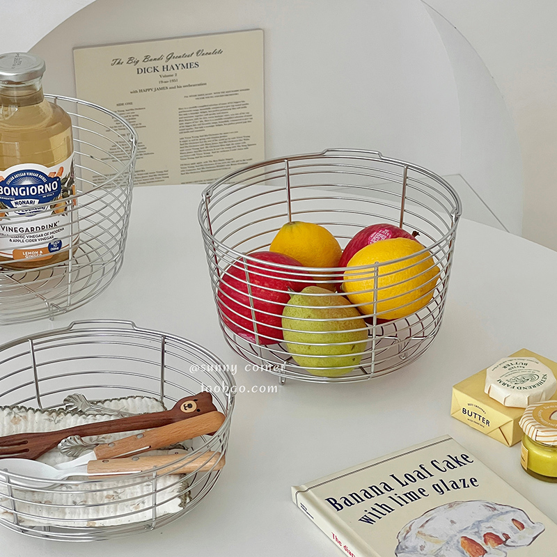 简约不锈钢水果蔬菜沥水收纳篮