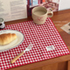 ins风红格子布艺餐垫隔热垫新年春节氛围场景布置装 饰桌垫西餐垫