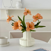 ins油画感郁金香仿真花假花客厅高档花艺装 饰摆设高级感花瓶摆件