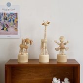 ins风实木摆件家居饰品北欧复古小礼物房间桌面装 元 气角落 饰摆件