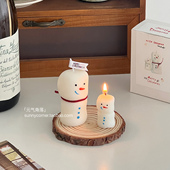 可爱雪人香薰蜡烛摆件圣诞节装 饰氛围场景布置创意礼物拍照道具