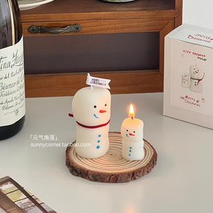 可爱雪人香薰蜡烛摆件圣诞节装 饰氛围场景布置创意礼物拍照道具