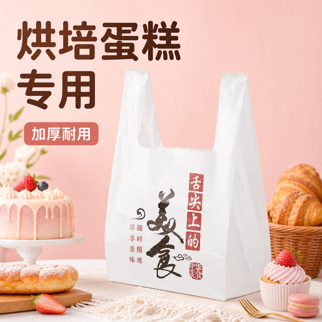 外卖打包袋批发一次性食品级塑料袋子烘焙加厚商用手提方便袋定制