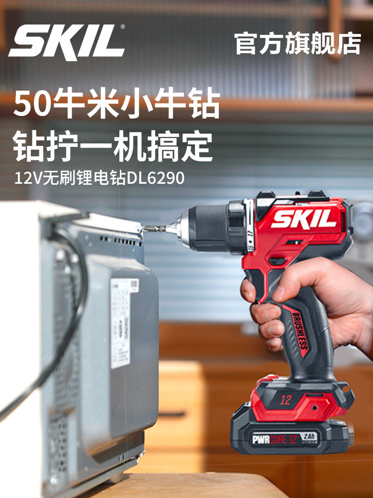 SKIL 충전식 리튬 전기 드릴 브러시리스 핸드 드릴 전기 스크루 드라이버 전기 권총 드릴 드라이버 세트 6290