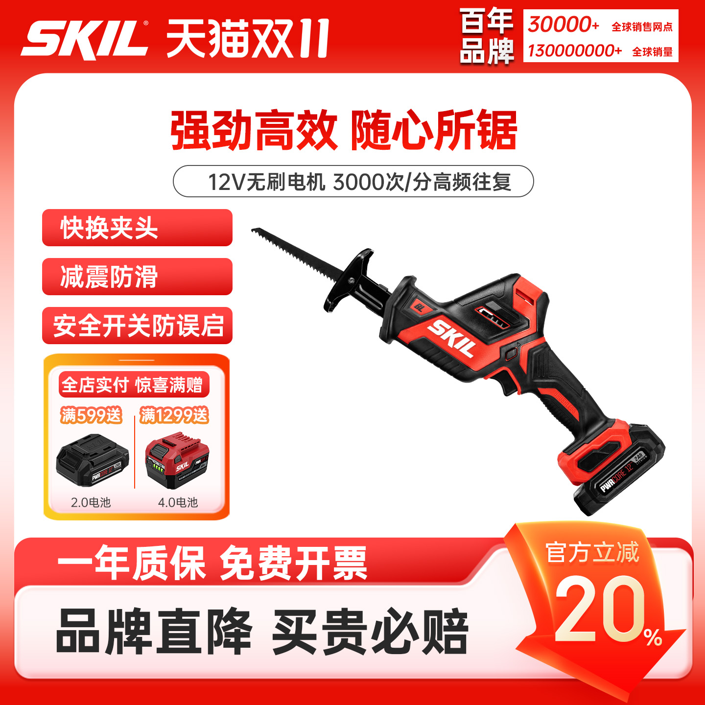 电动马刀锯锂电往复锯户外锯