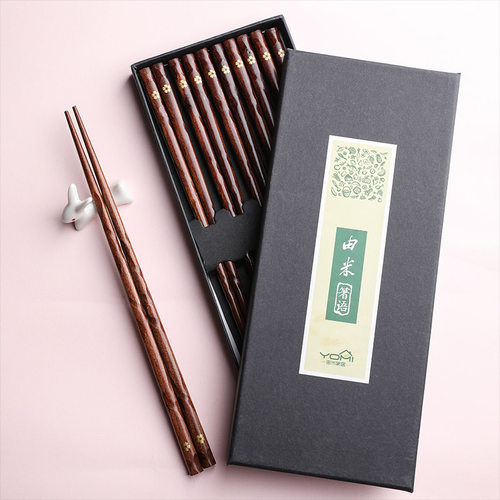 一人尖头5双礼盒装樱花防滑筷子