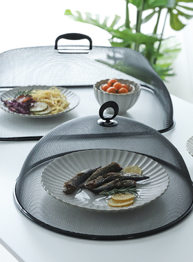 tinyhome简约铁艺黑色圆形餐桌罩盖菜罩防蝇饭菜罩桌罩食物罩家用