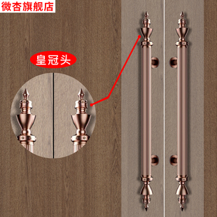 高档不锈钢玻璃门拉手酒店木门把手定制ktv宴会厅欧式皇冠头拉手