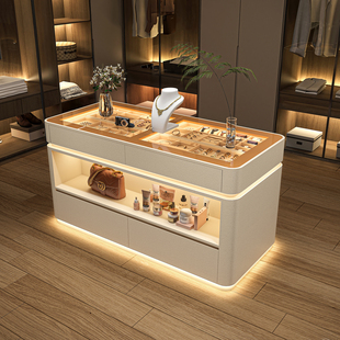 简约意式轻奢家用落地珠宝收纳柜简约现代首饰展示柜衣帽间中岛柜