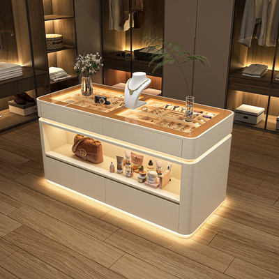 简约意式轻奢家用落地珠宝收纳柜简约现代首饰展示柜衣帽间中岛柜
