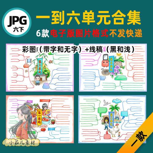 L4六语下一到六单元合集思维导图模板高清线稿自己打印电子版图片