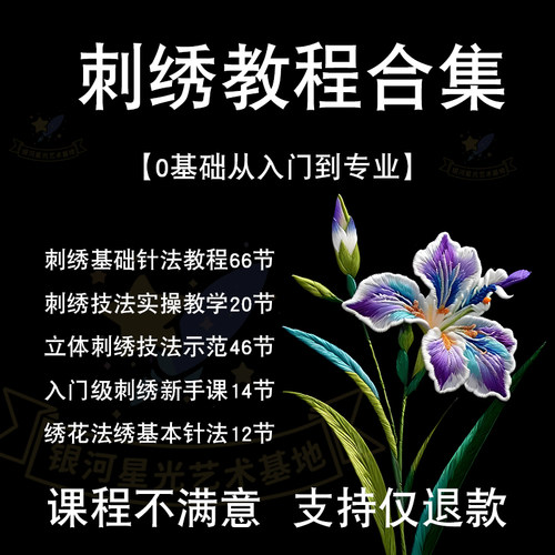 刺绣教程训练图案绣花培训针线法式新手苏绣零基础教学自学课程