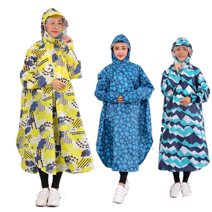 带袖电动车雨衣女款挡脸单人骑行人车分离可爱全身长款雨披男徒步