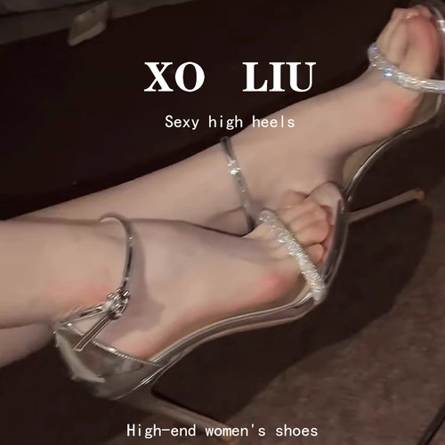 羊皮版~性感银色高跟鞋明星同款