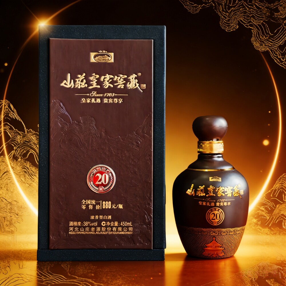 承德特产平泉山庄老酒皇家窖藏20 浓香型纯粮食白酒38度450ml单瓶