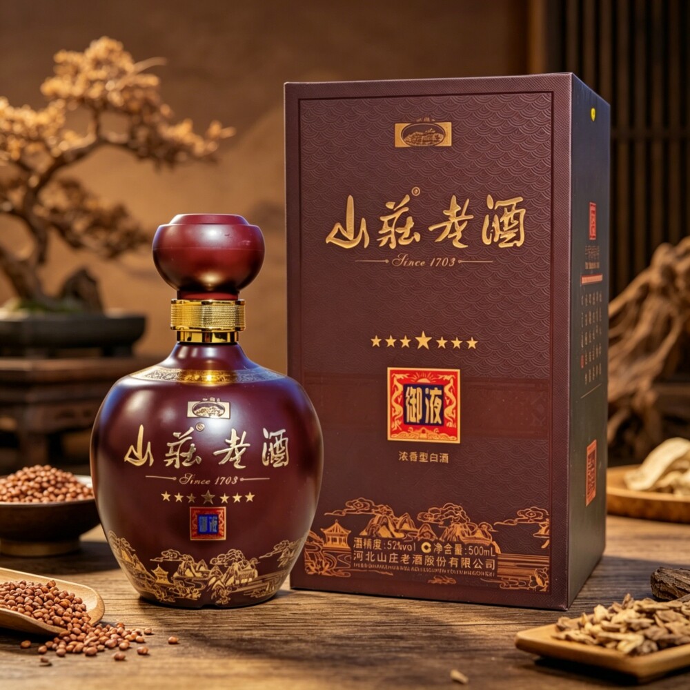 承德特产平泉山庄老酒御液500ml纯粮白酒52度浓香型口粮酒4瓶整箱