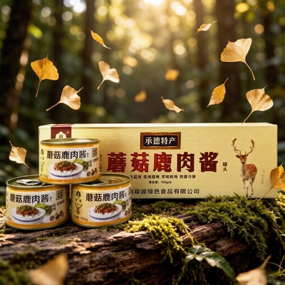 承德特产平泉森源蘑菇鹿肉酱杏鲍菇蘑菇酱升级小包装礼盒150g*4罐