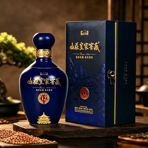 承德特产平泉山庄皇家窖藏12 蓝瓷38度450ml纯粮食浓香型白酒单瓶
