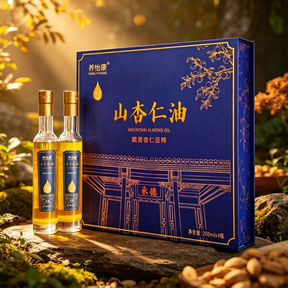 承德特产平泉养怡康杏仁油200ml脱苦杏仁压榨油4瓶食用油凉拌菜油
