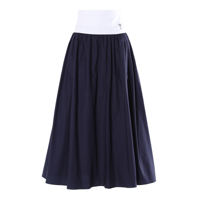 文艺风简约高级巨好看藏青色高腰半身裙夏季中长款小个子a字裙子