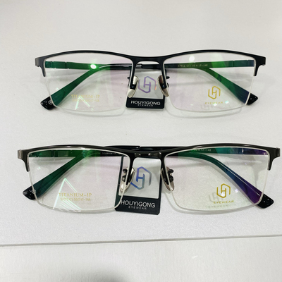 候义宫超轻纯钛眼镜框半框近视镜架男大脸型配近视眼镜钛板57012