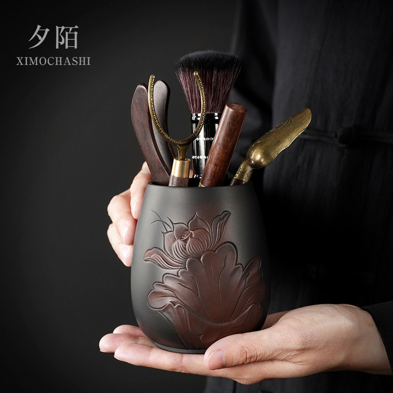 紫陶茶道六君子套装功夫茶具配件大全收纳筒泡茶工具笔刷茶刀茶夹