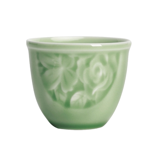 青瓷小茶杯陶瓷品茗杯功夫茶具简约女士单杯水缸杯喝茶杯子客人杯