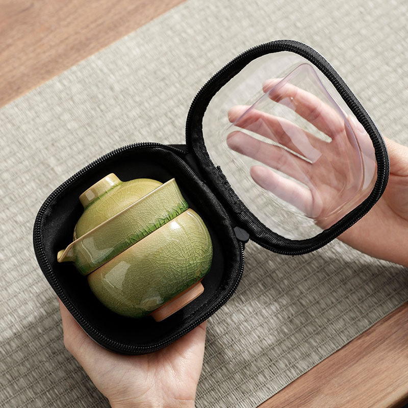 旅行茶具可携式快客杯户外喝茶装备随车露营哥窑一壶三杯泡茶套装,餐饮具,旅行茶具,淘宝优惠券,粉丝福利购,淘宝优惠卷