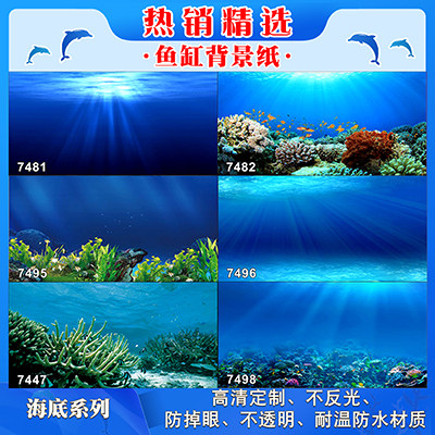 鱼缸背景纸3d立体高清图画壁纸水族箱贴纸壁画海底造景装饰画定做图片