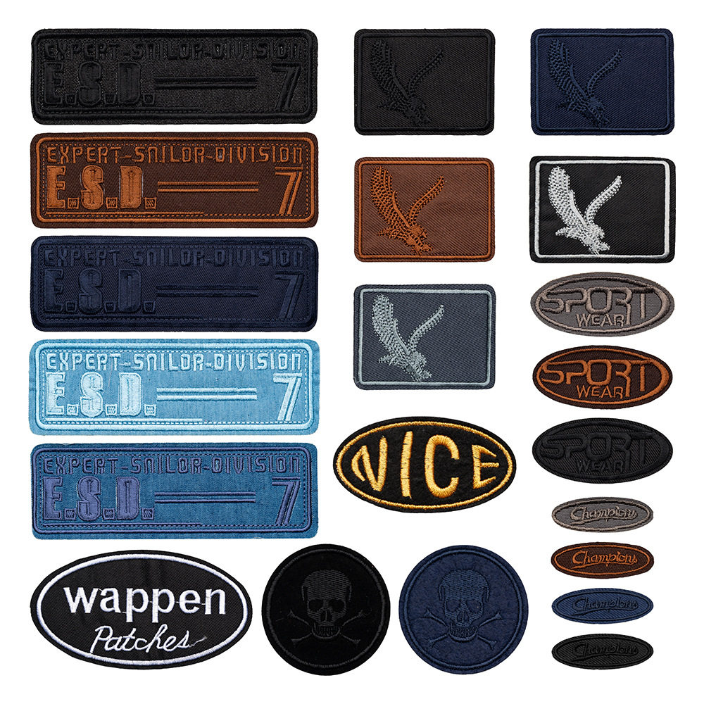 新款刺绣布贴英文字母绣花贴衣服羽绒服免缝补丁贴裤子外套装饰贴