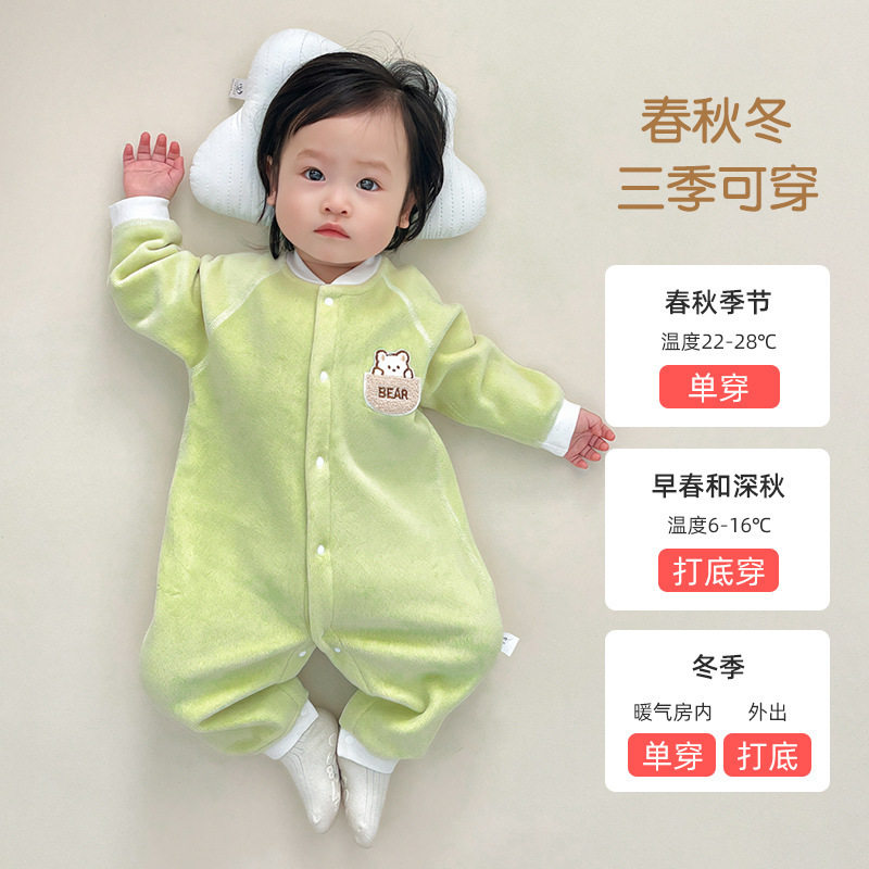 婴儿连体衣秋冬衣服加绒男女