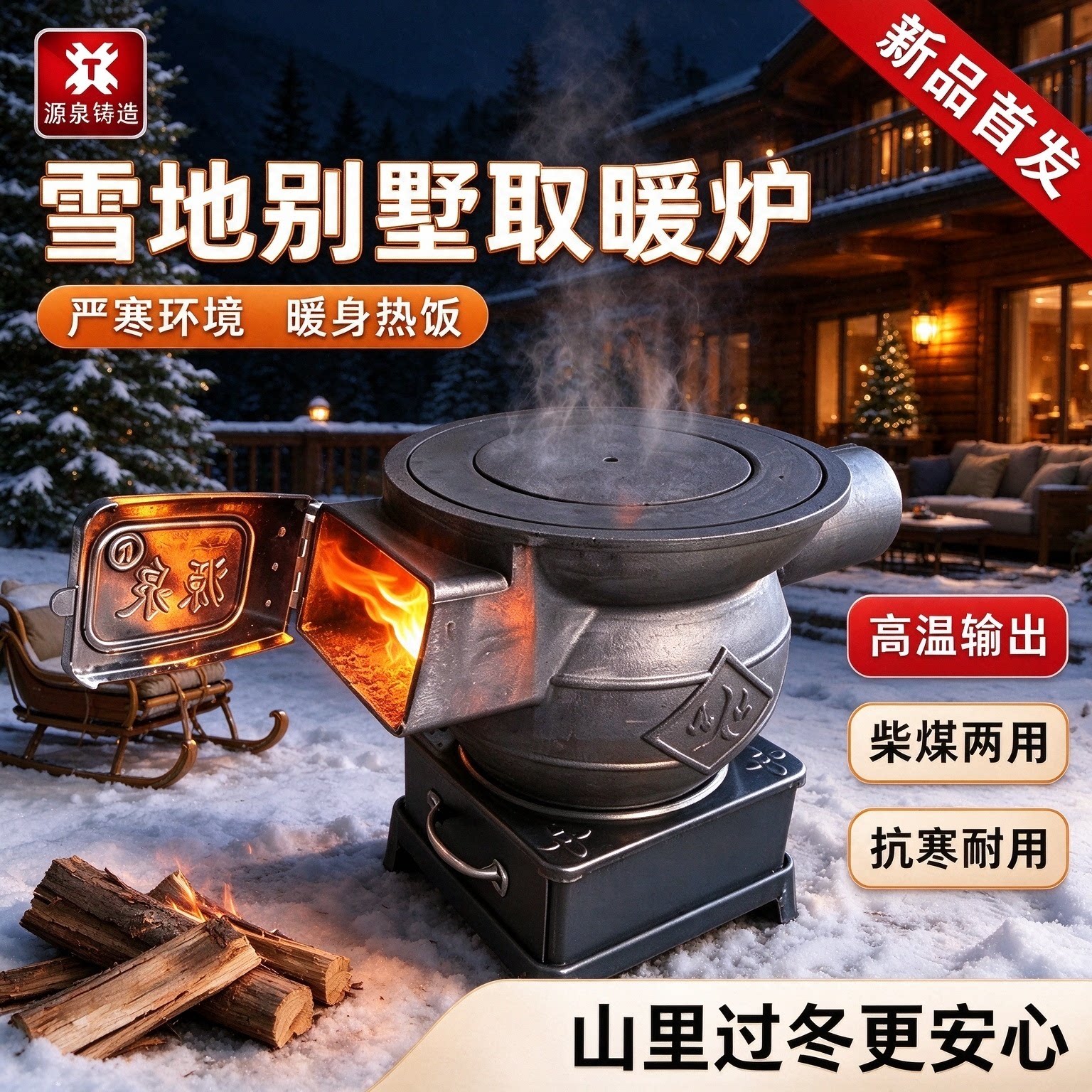 铸铁柴煤两用取暖炉散热快家用