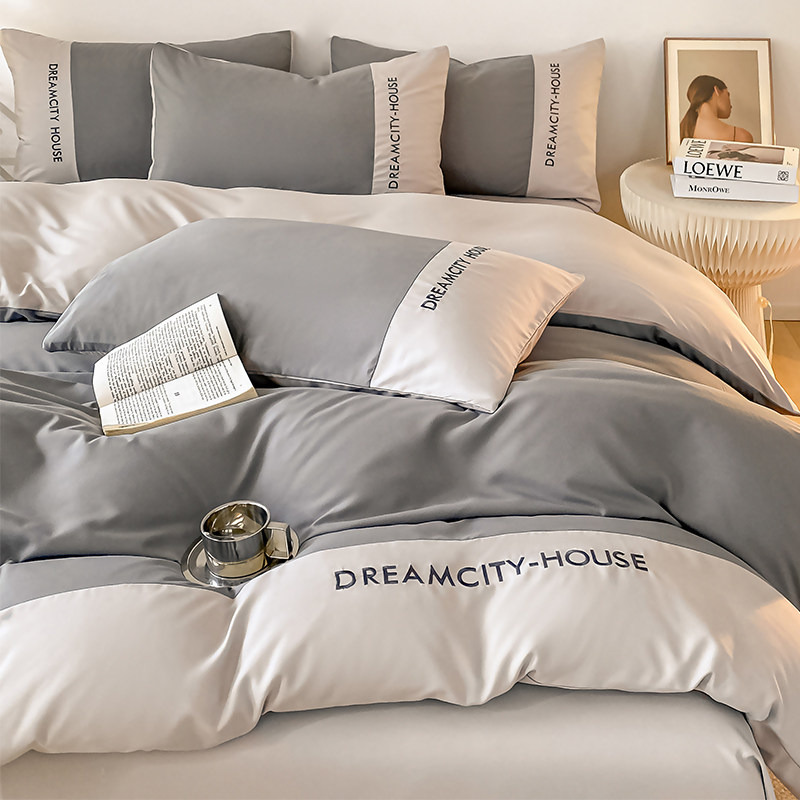 床上四件套刺绣磨毛床单床笠