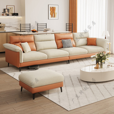 新款现代简约猫爪皮艺棉麻布沙发可拆洗小户型家用客厅直排组合