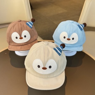 婴儿帽子春秋薄款小童防晒企鹅软檐鸭舌帽男孩宝宝透气薄款棒球帽